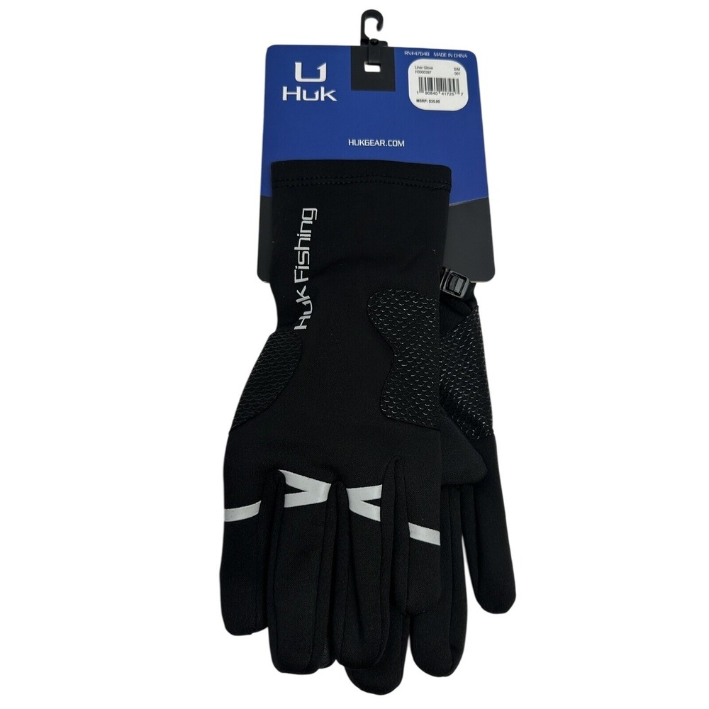 NEW Huk Performance Stretch‎ Fleece Liner Gloves Fishing Black Size S/M - Picture 6 of 7